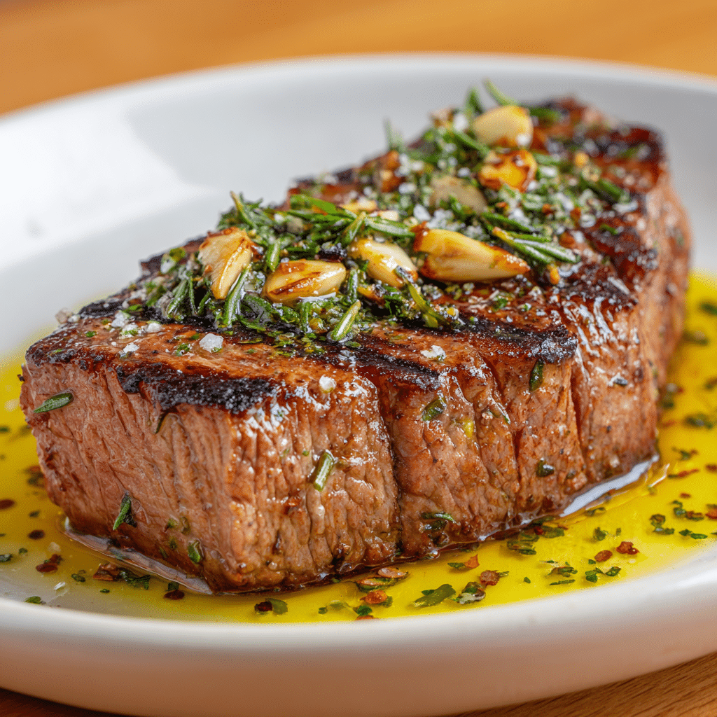Skirt Steak with Garlic Butter Sauce
