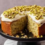 Pistachio Cake with Cream Cheese Whip and Chopped Pistachios Recipe
