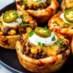 Loaded Taco Pizza Bombs with Queso Drizzle Recipe