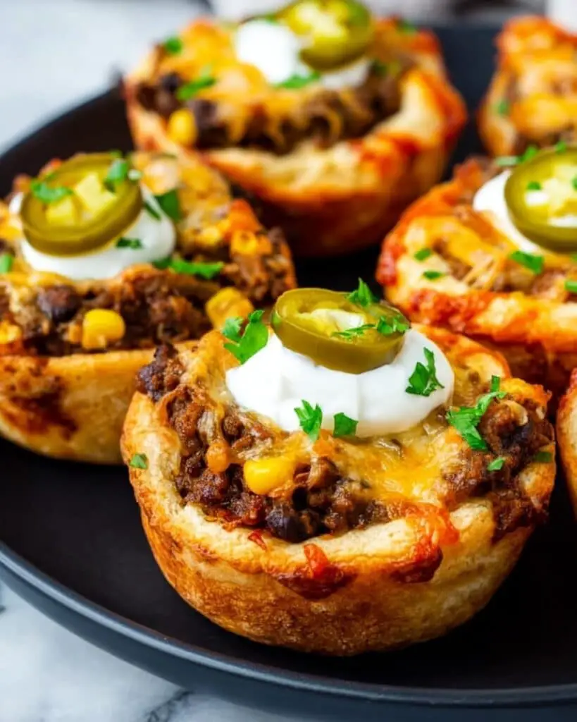 Loaded Taco Pizza Bombs with Queso Drizzle Recipe