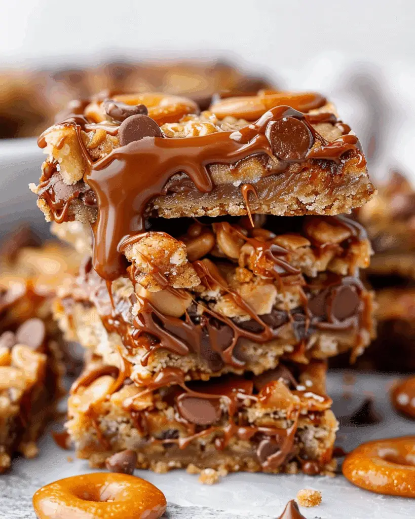 Salted Caramel Pretzel Blondies
