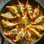 Baked Potstickers with Thai Curry Sauce