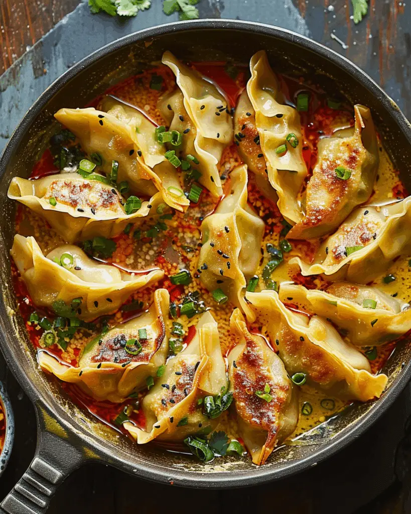 Baked Potstickers with Thai Curry Sauce