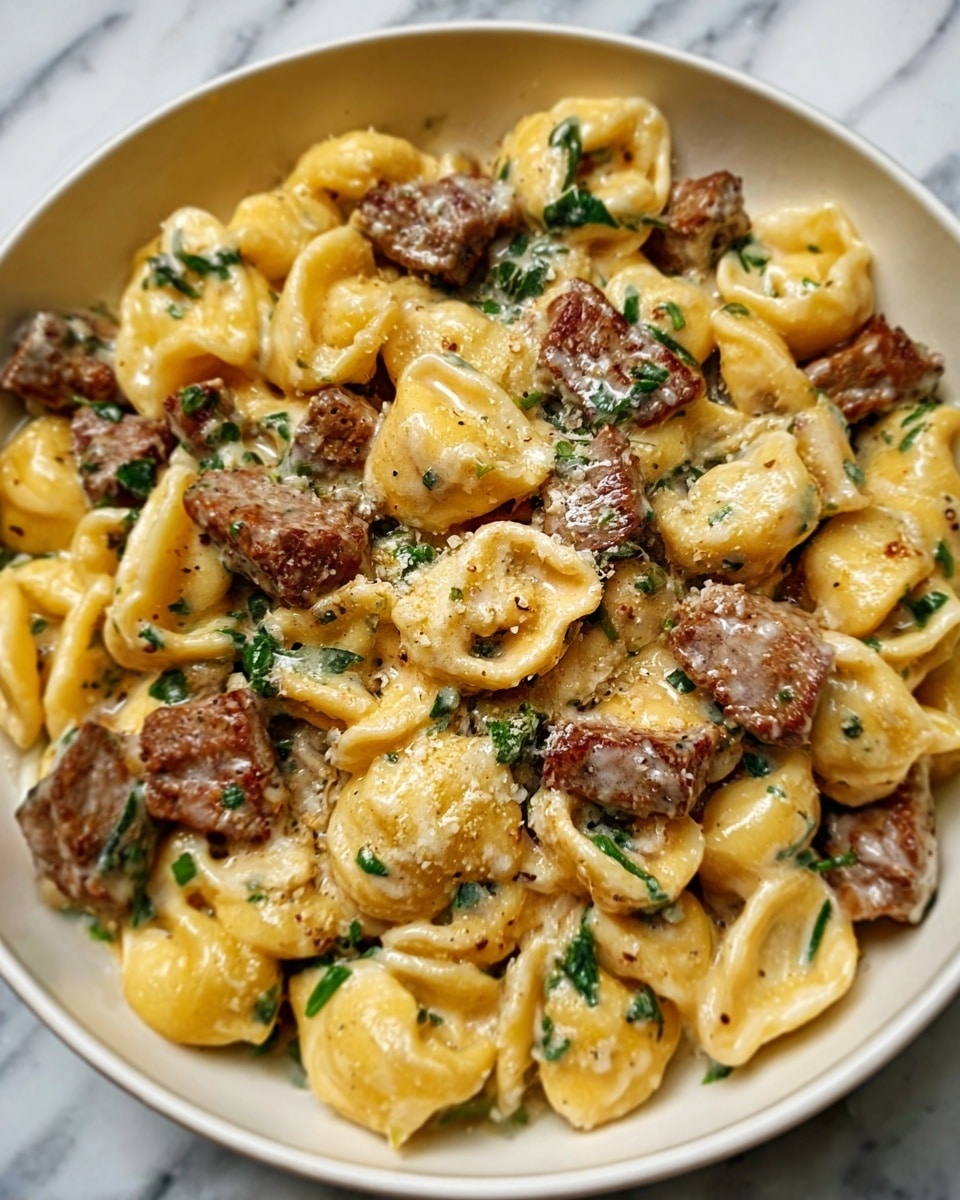 Cracked Garlic Steak Tortellini in Creamhouse Sauce Recipe