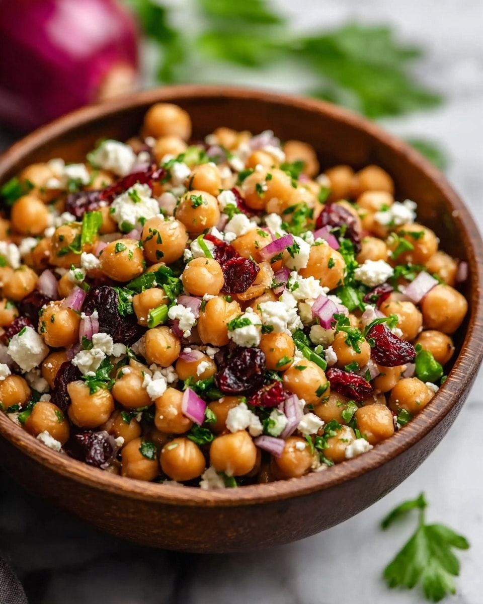 Feta and Cranberry Chickpea Salad with Lemon Vinaigrette Recipe