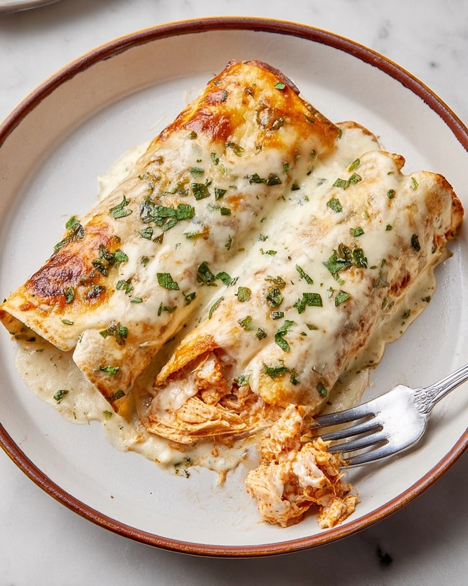 Chicken Enchiladas with Cheesy Sour Cream Sauce Recipe