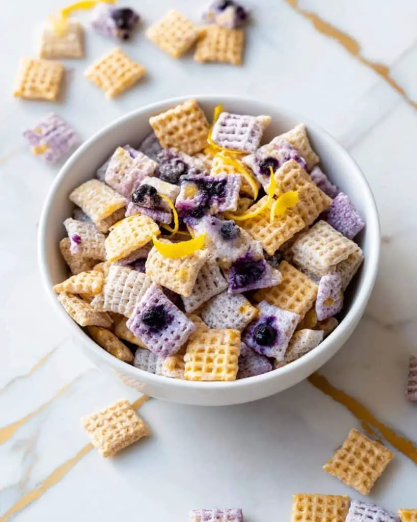 Blueberry Lemon Cheesecake Puppy Chow Recipe