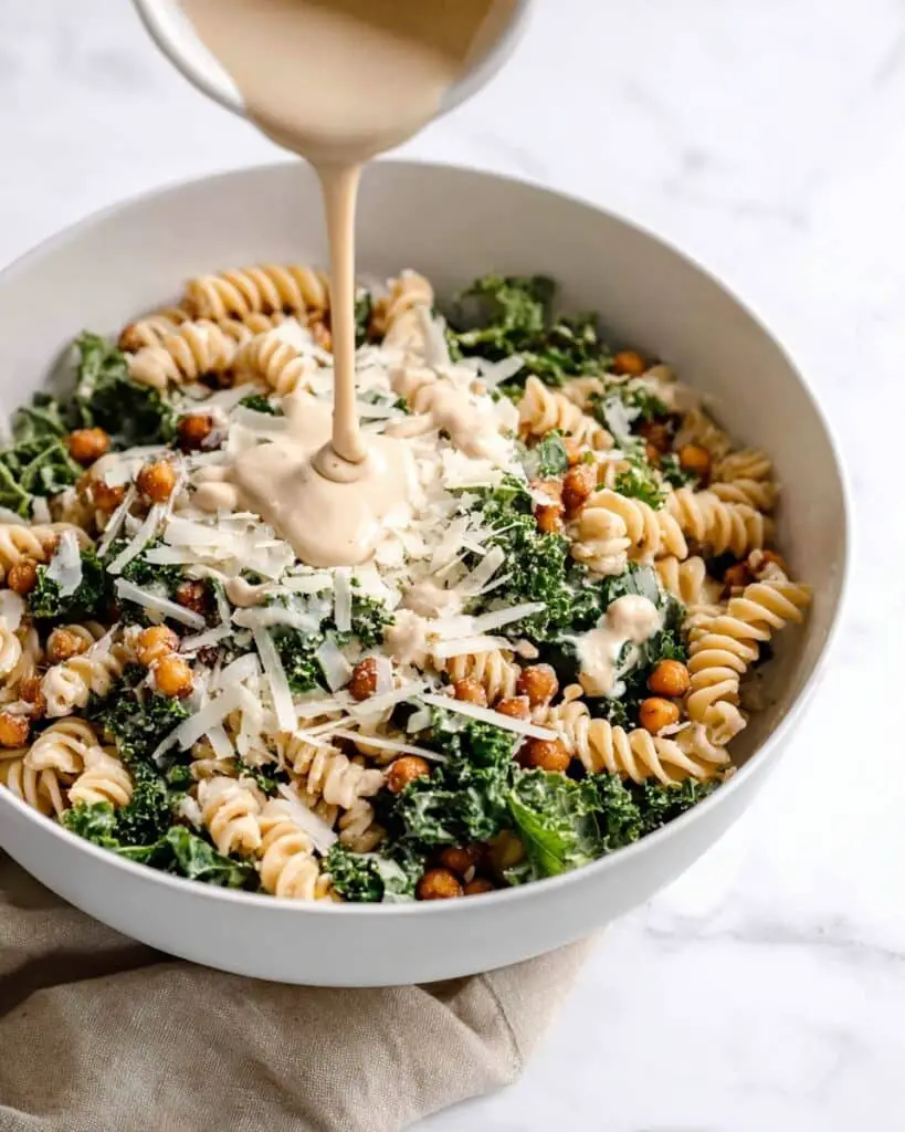Kale Caesar Pasta Salad Recipe