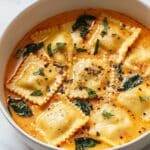 Easy Creamy Tuscan Ravioli Soup Recipe