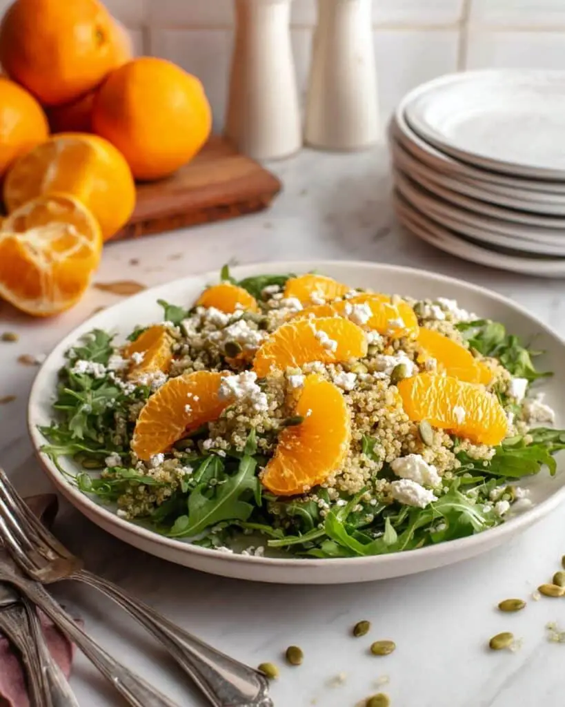 Arugula Citrus Salad with Quinoa, Chickpeas, and Feta Recipe