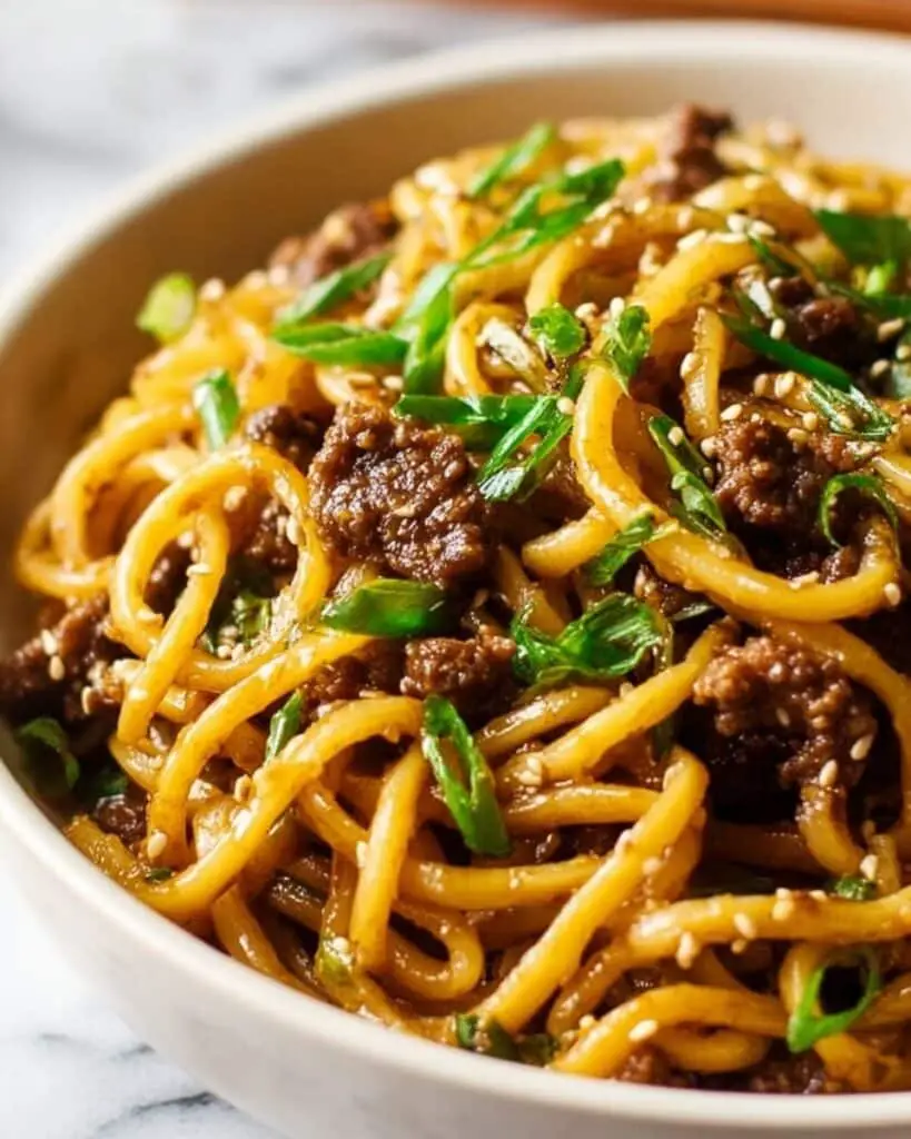 Mongolian Ground Beef Noodles Recipe