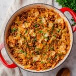 Ground Beef and Cabbage Skillet with Tomato and Spices Recipe