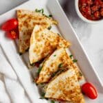 Mediterranean Quesadillas with Spinach, Feta, Mozzarella, and Red Onion Recipe