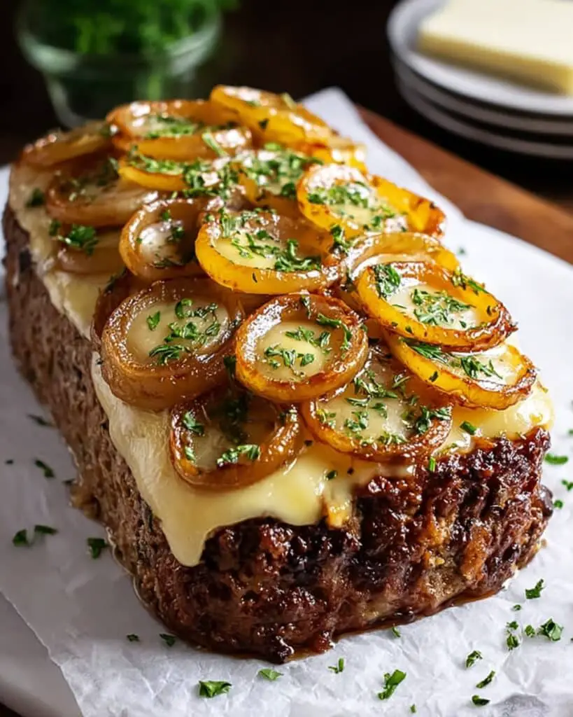 French Onion Meatloaf with Caramelized Onions and Gruyère Recipe