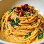 Spaghetti & Spinach with Sun-Dried Tomato Cream Sauce Recipe