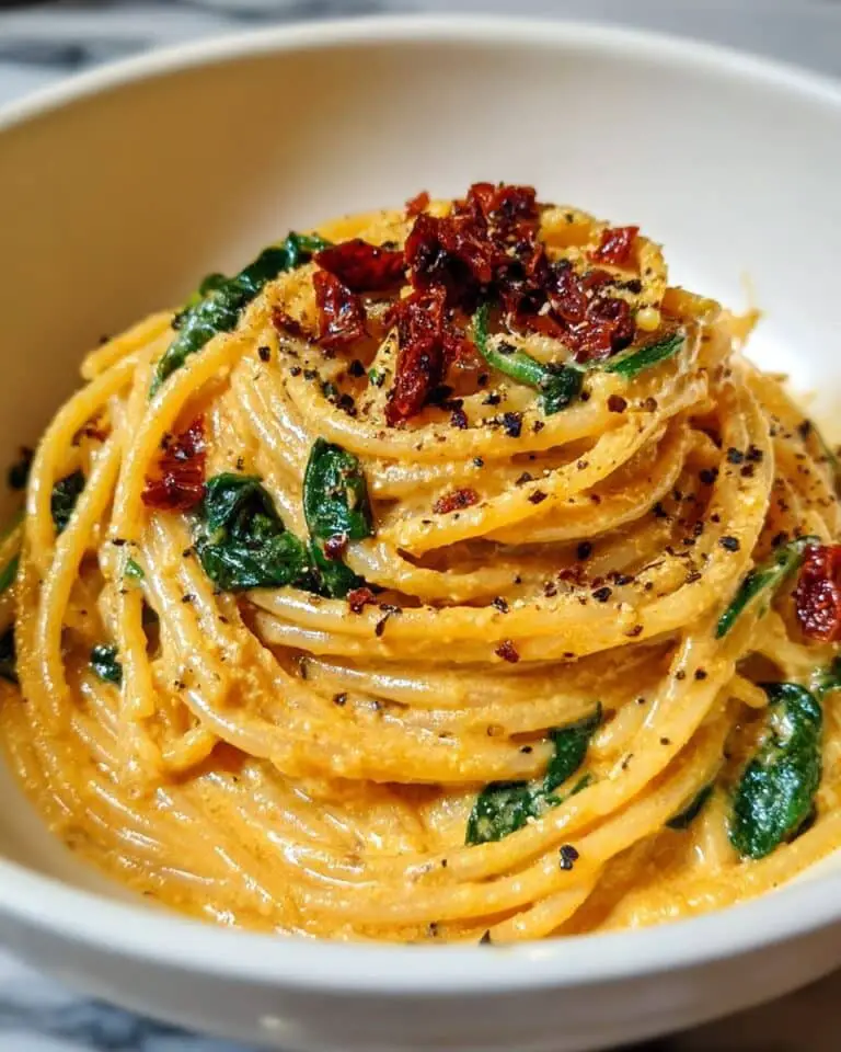 Spaghetti & Spinach with Sun-Dried Tomato Cream Sauce Recipe