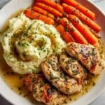 Garlic Herb Chicken with Creamy Mashed Potatoes and Caramelized Glazed Carrots Recipe
