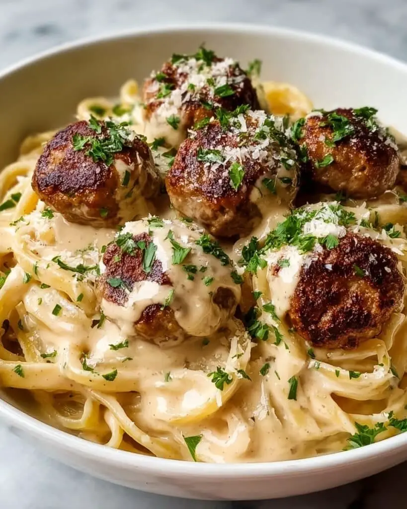 Garlic Butter Meatballs with Parmesan Linguine Recipe