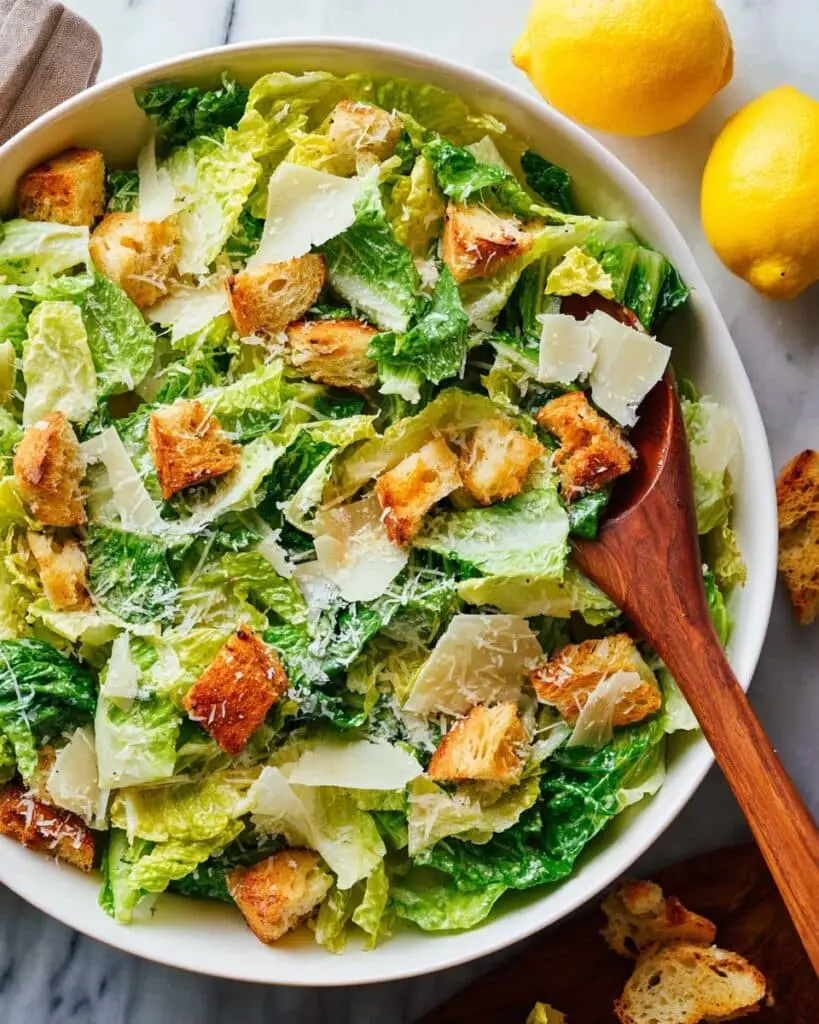 Classic Caesar Salad with Homemade Croutons Recipe