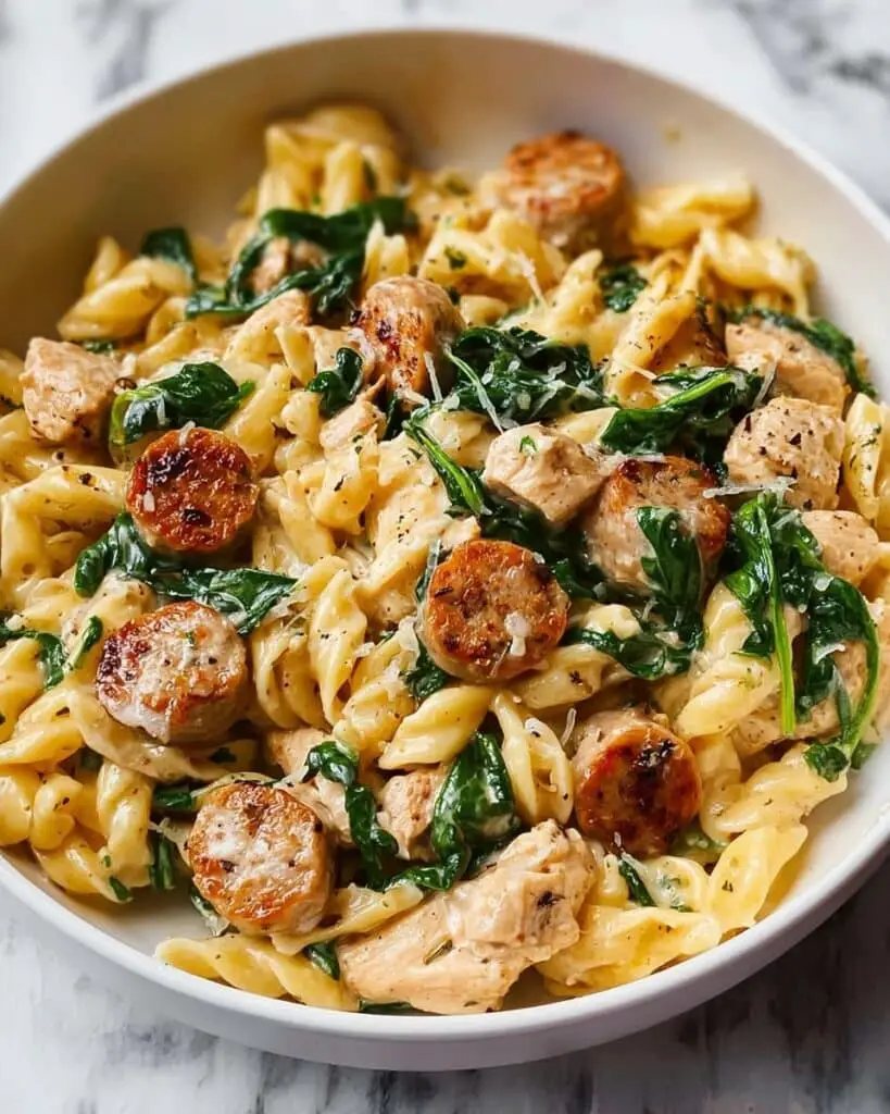 Creamy One-Pan Chicken Sausage Orzo Skillet Recipe
