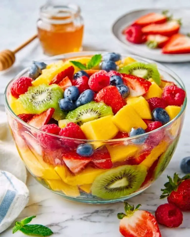 Tropical Fruit Salad with Citrus Honey Ginger Poppy Seed Dressing Recipe