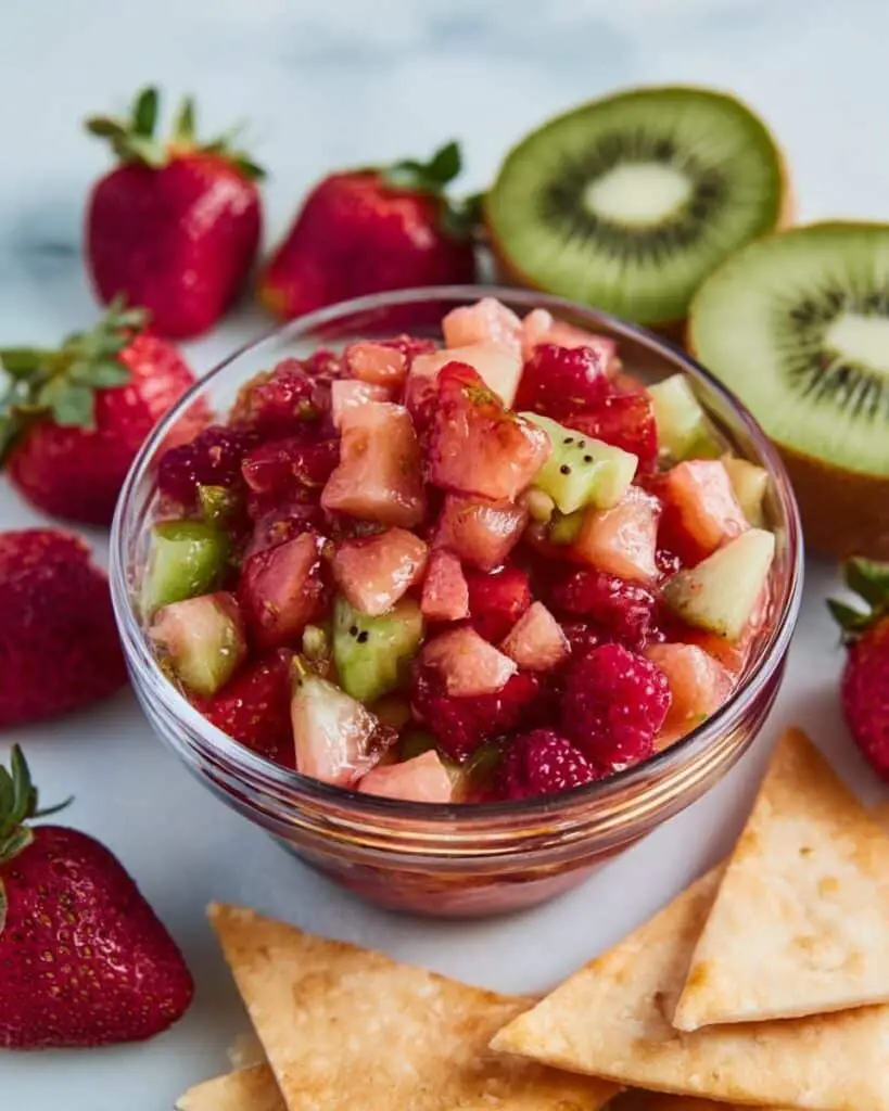 Fruit Salsa with Cinnamon Sugar Tortilla Chips Recipe
