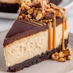 Peanut Butter Cheesecake with Chocolaty Ganache and Reese's Topping Recipe