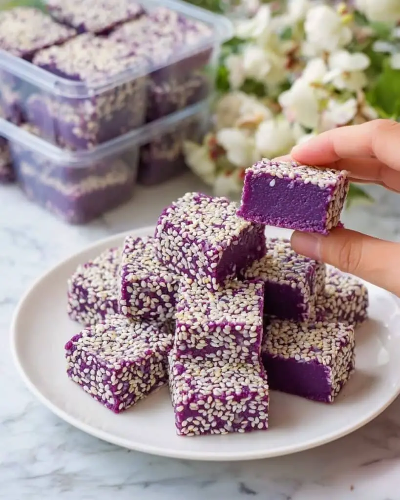 Steamed Purple Sweet Potato Dodol (Soft & Chewy) Recipe