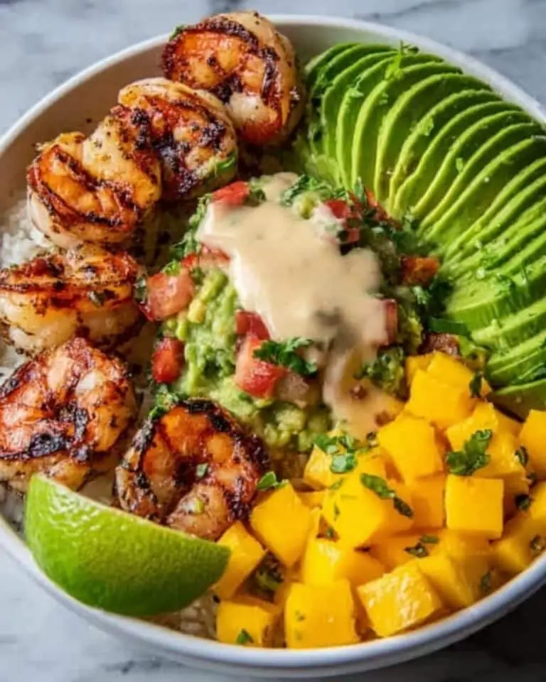 Shrimp and Avocado Bowls with Mango Salsa & Lime-Chili Sauce Recipe