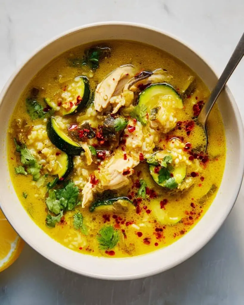 Ginger Chicken and Rice Soup with Zucchini Recipe