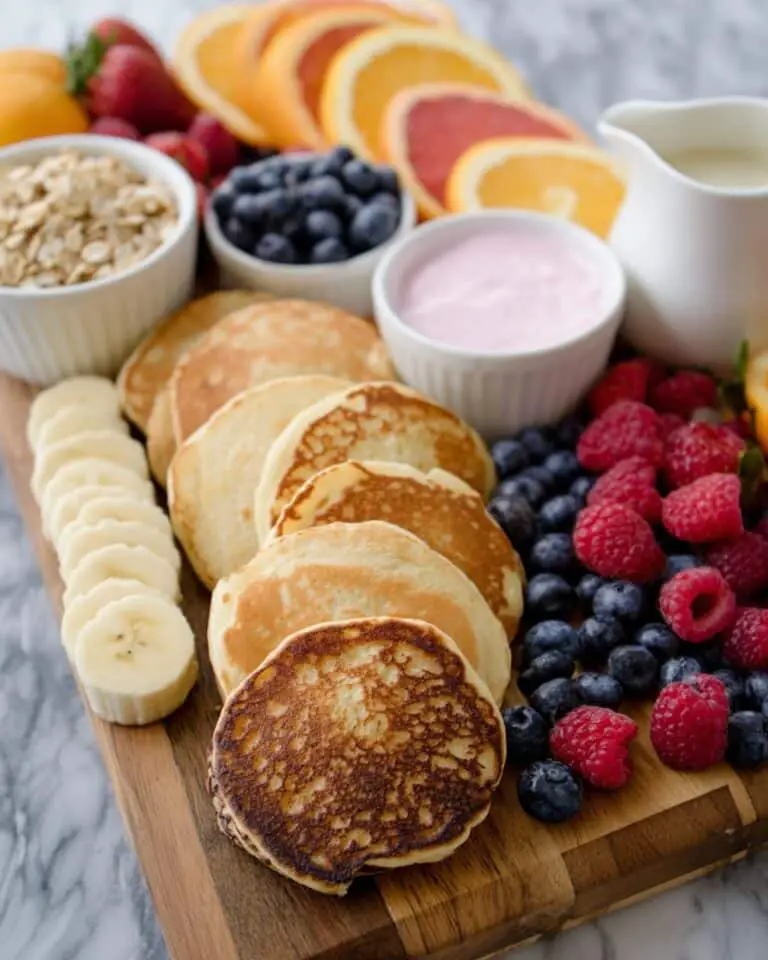 Pancake Charcuterie Board with Fresh Fruit, Yogurt, and Granola Recipe