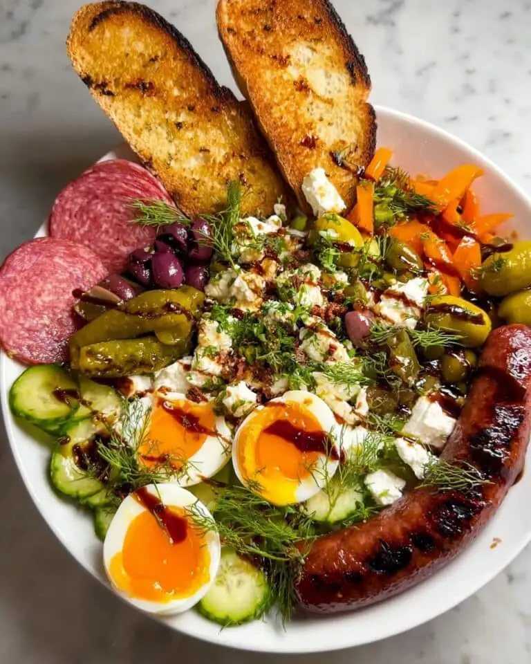 Savory Brisket Dip Platter with Jammy Eggs and Fresh Veggies Recipe