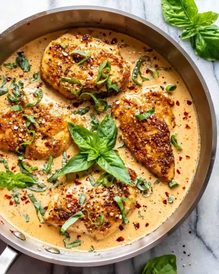 Creamy Parmesan Basil Chicken Recipe