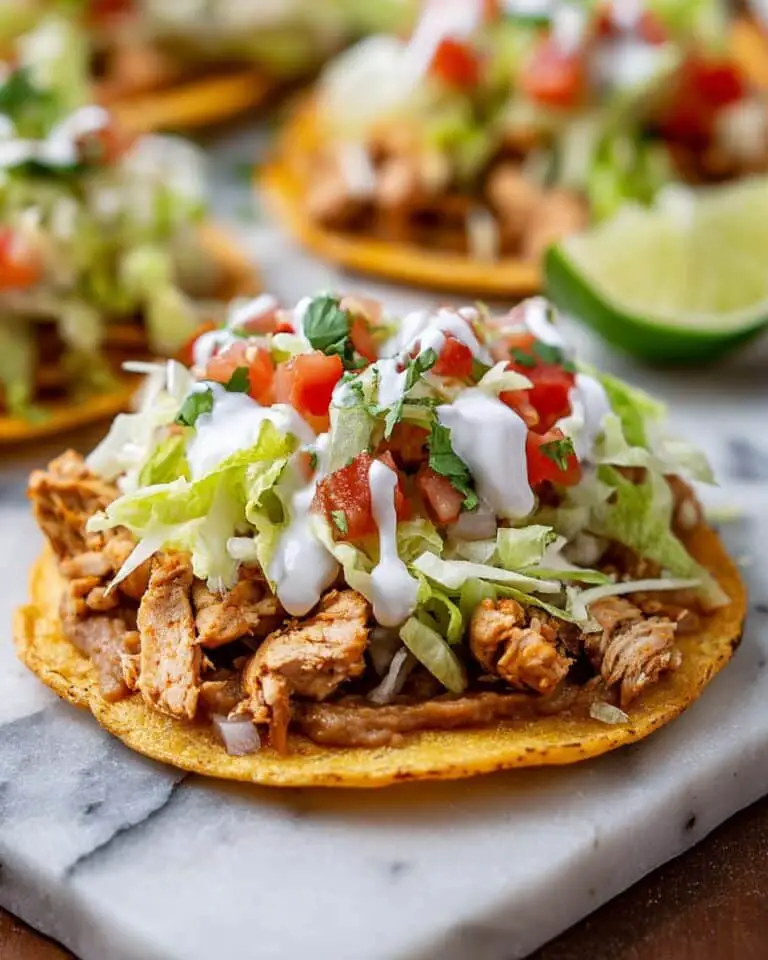 Chicken Tostadas with Refried Beans, Pico de Gallo, and Lime Recipe