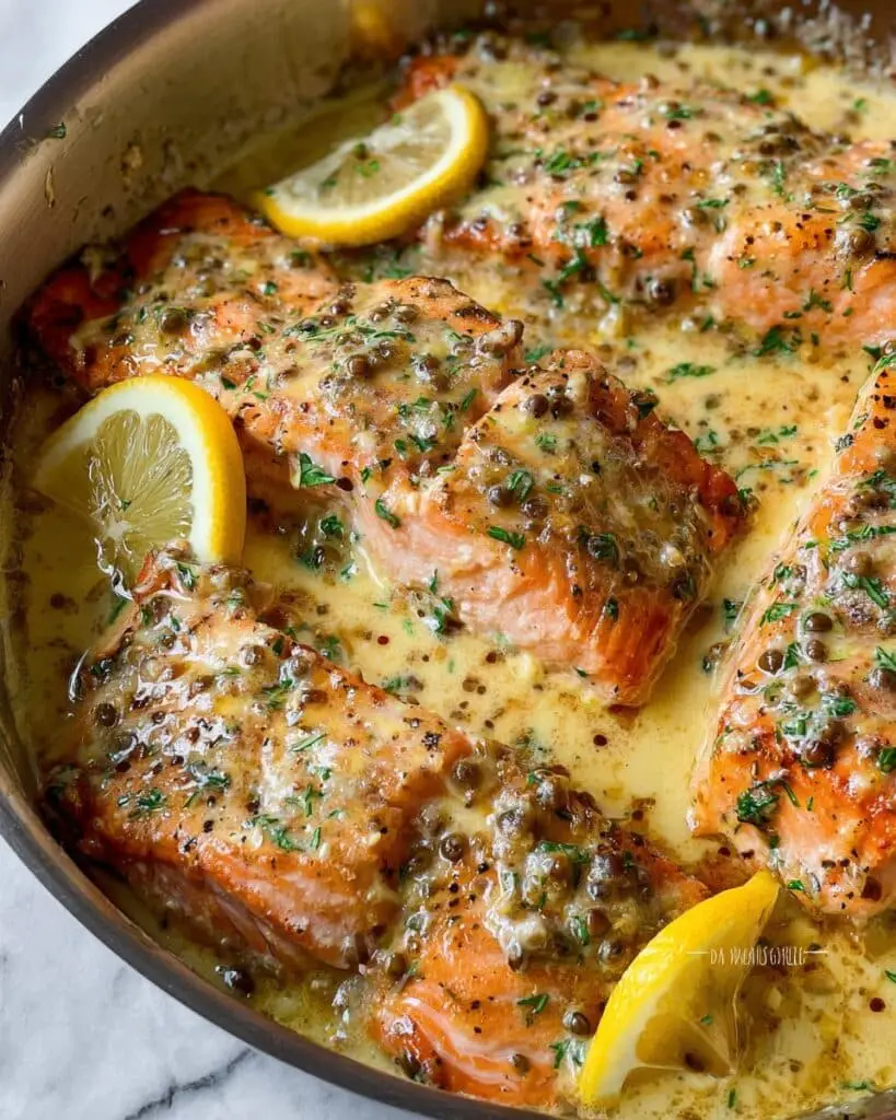Easy Baked Salmon with Lemon Butter Cream Sauce Recipe