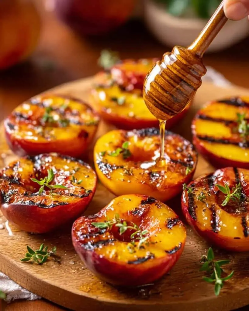 Grilled Peaches with Basil-Peach Nice Cream Recipe