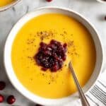 The Creamy Butternut and Acorn Squash Soup with Cranberry Relish Recipe