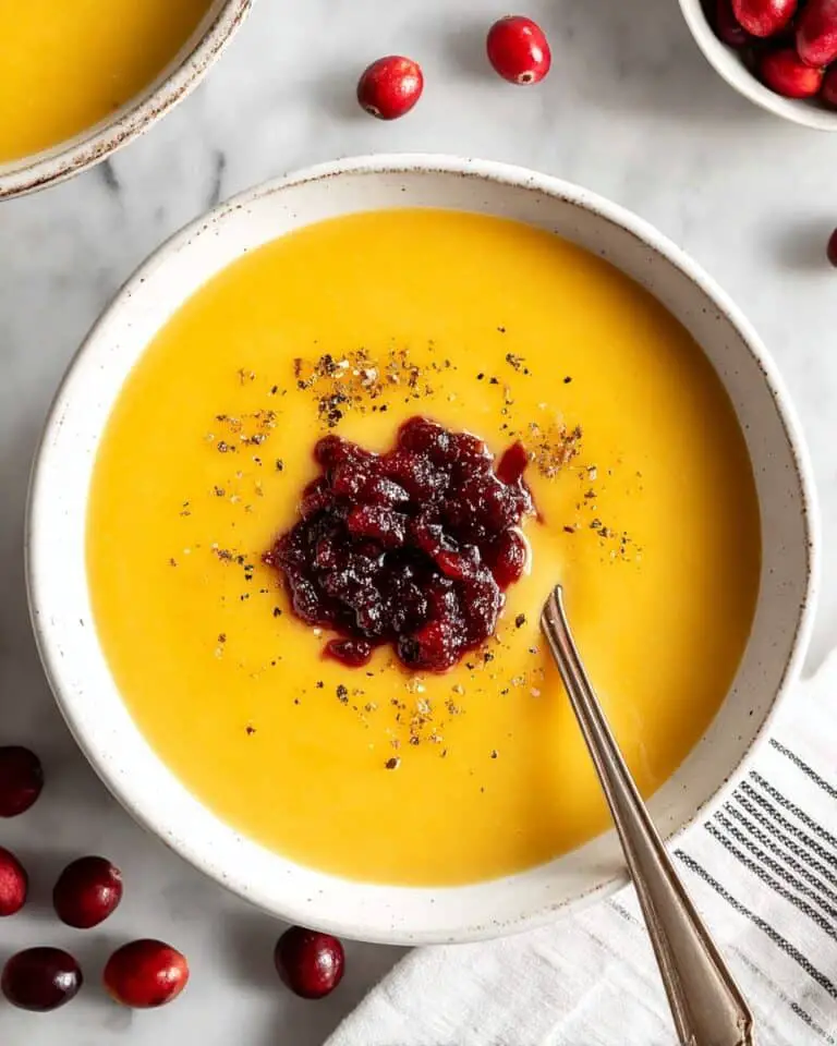 The Creamy Butternut and Acorn Squash Soup with Cranberry Relish Recipe