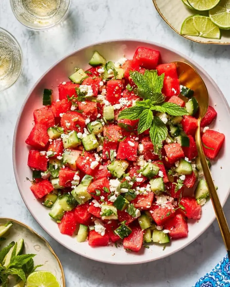 Fresh Watermelon Salad Recipe with Feta and Cucumber Recipe