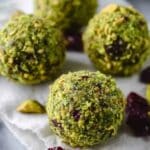 Pistachio and Cranberry Energy Bites {Paleo + Vegan} Recipe