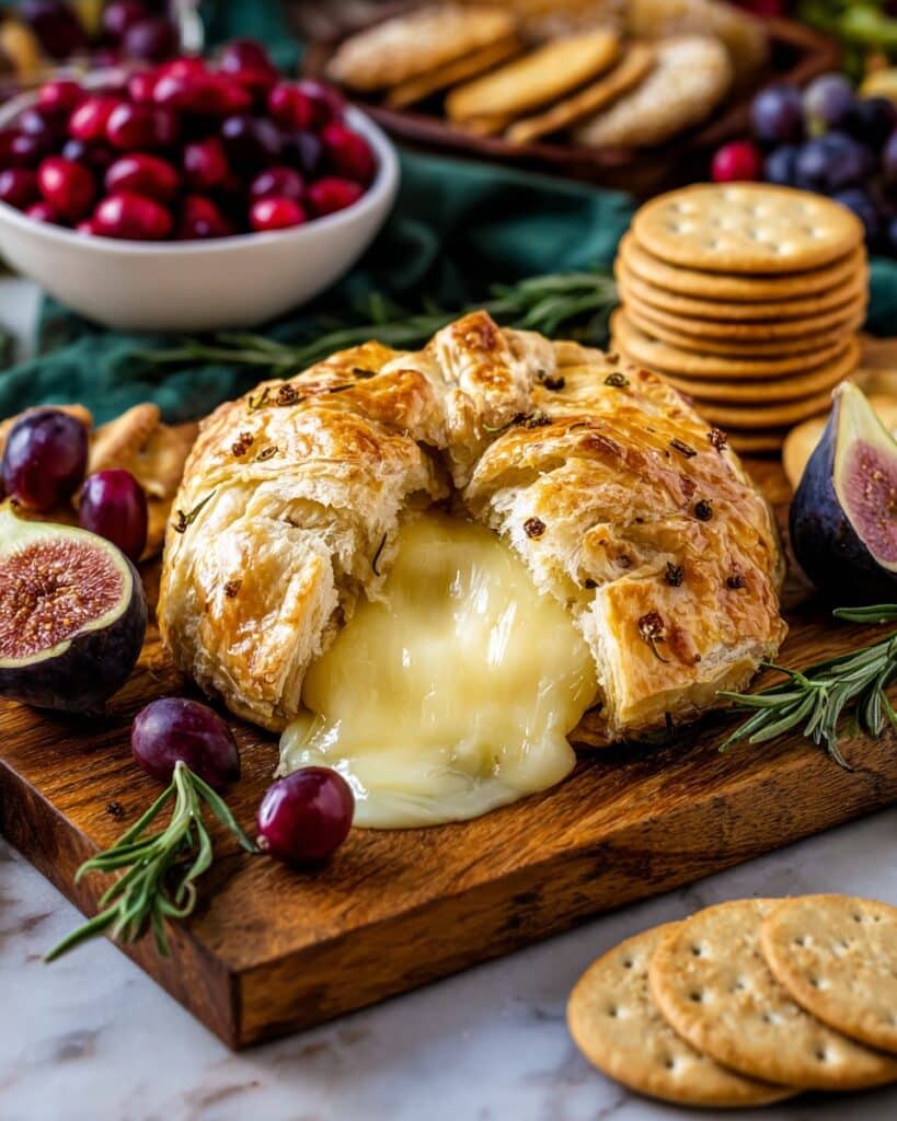 Baked Brie with Cranberry Sauce and Puff Pastry Recipe