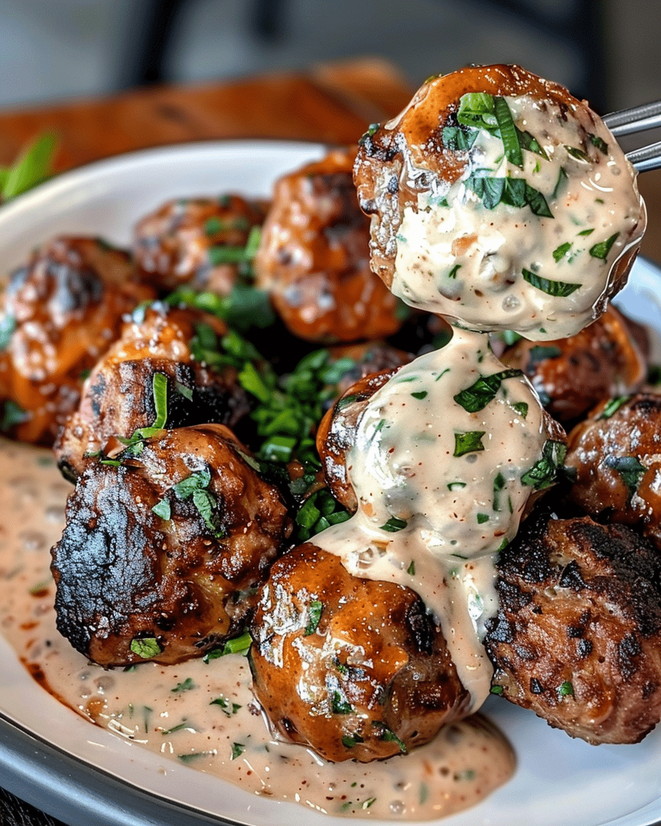 Korean BBQ Meatballs with Spicy Mayo Dip
