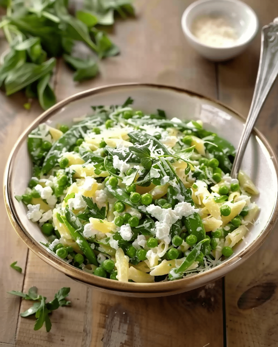 Spring Pea Pasta with Truffle Oil, Lemon & Mint