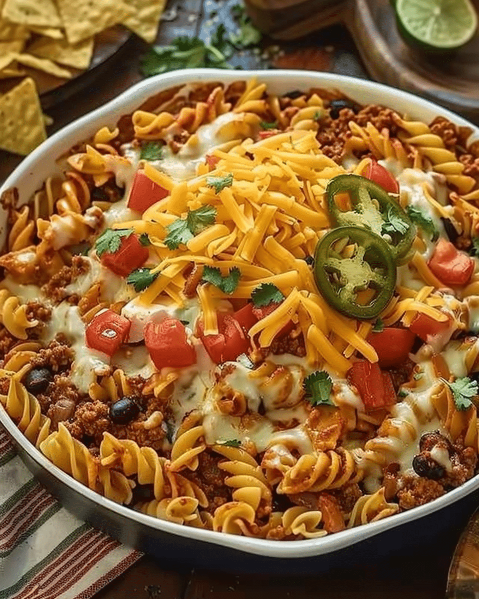One-Pan Cheesy Taco Pasta Bake