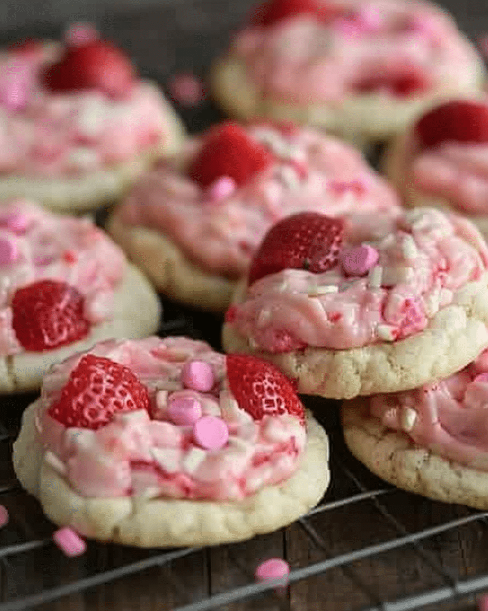 Strawberry Cake Mix Cookies