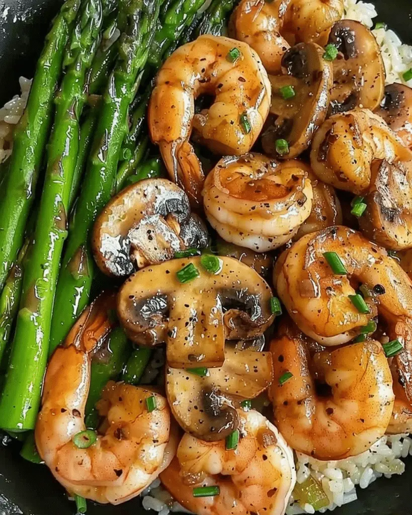 Garlic Butter Shrimp Stir-Fry with Asparagus and Mushrooms