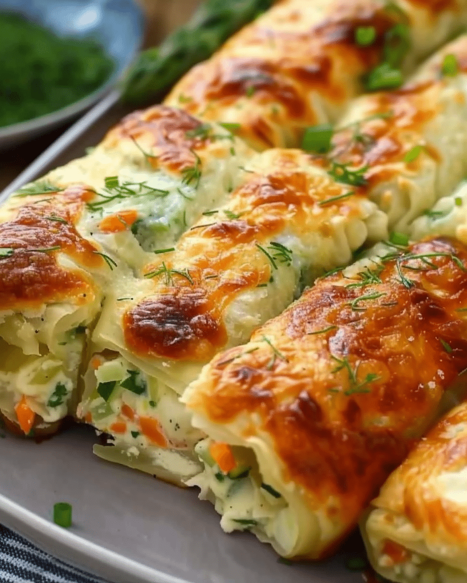 Cheesy Baked Vegetable Rolls Recipe