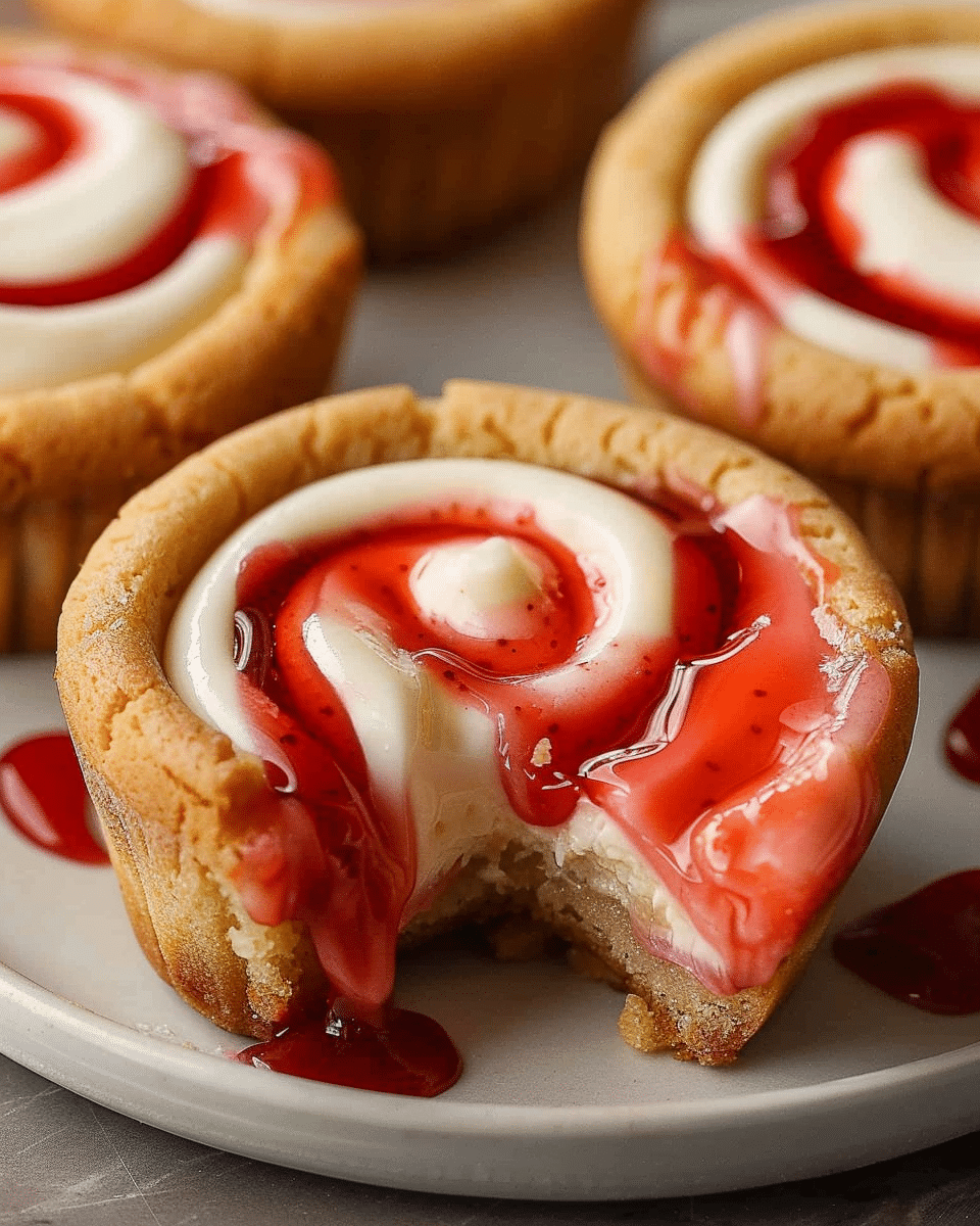 Strawberry Swirl Cheesecake Cookie Cups