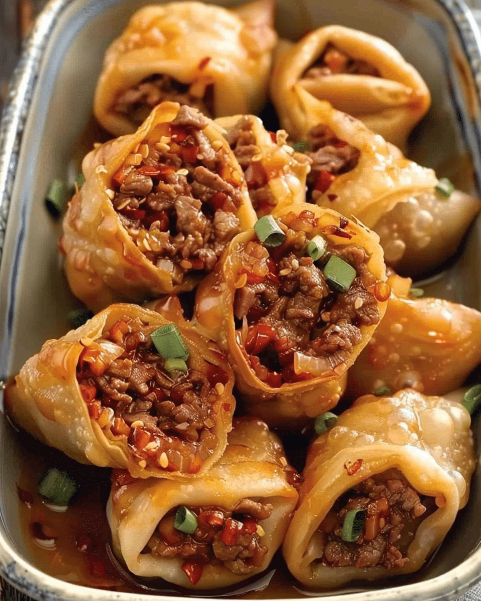 Spicy Beef-Stuffed Dumpling Rolls