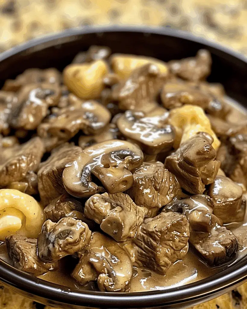 Creamy Crockpot Beef Tips & Mushrooms